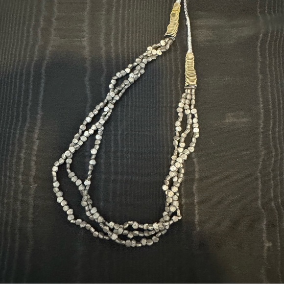 Indian Silver Tone Triple Strand Beaded Necklace - Picture 3 of 7